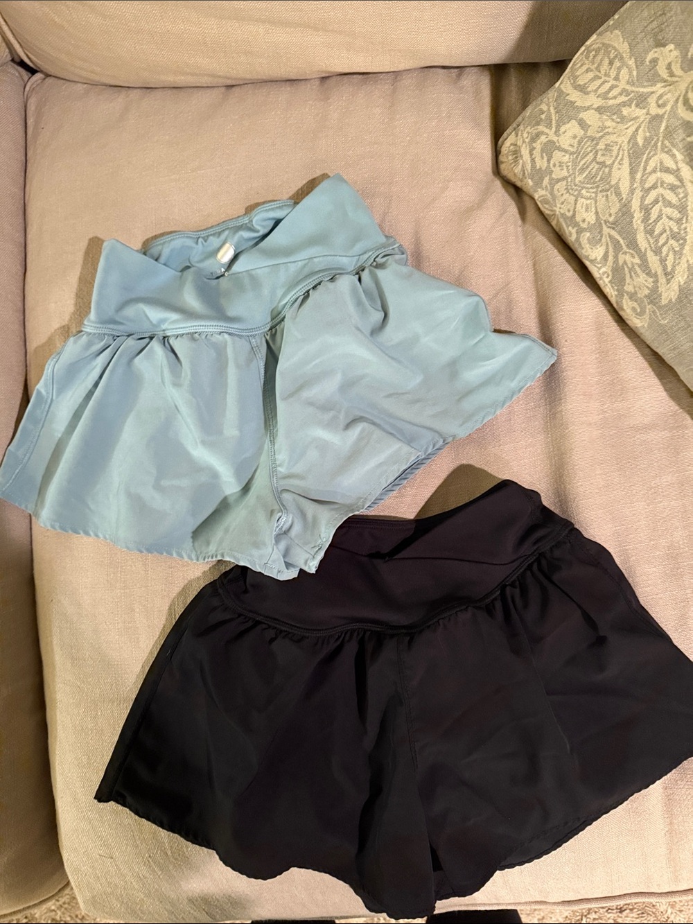 Girls Athletic Shorts - Light Blue & Black